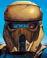 Trooper's helmet reflects the battle - Canvas