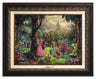 Princess Aurora and Prince Phillip, are surrounded by their friends from the forest and the three good fairies, Flora, Fauna, and Merryweather - Aged Bronze Frame