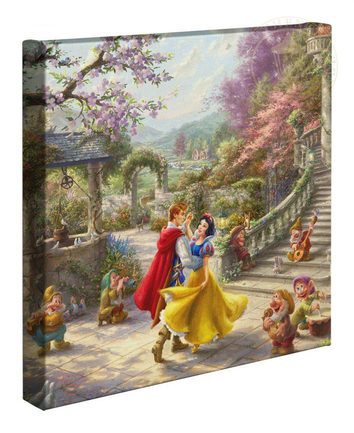 A romantic scene takes place in the courtyard of the kingdom’s castle, where Snow White and all of her friends celebrate the defeat of the wicked Queen and reunites with her true love.14x14