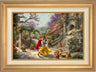 Snow White and the Prince dancing in the courtyard, accompanied by the Seven Dwarfs - Antique Gold Frame