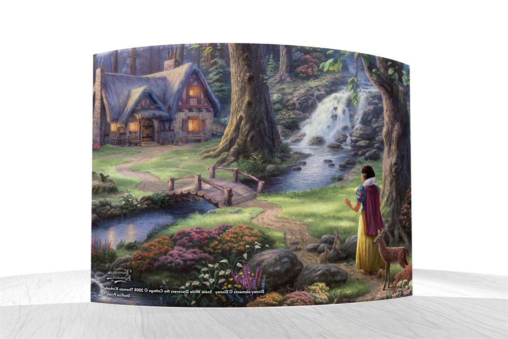 Disney – Snow White Discovers the Cottage by StarFire Prints™ Curved Glass     Snow White wanders the forest and stumbles upon a tiny cottage across the bridge. - Back