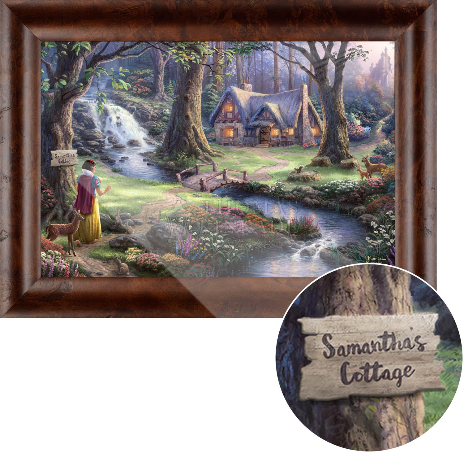 Snow White comes upon the small cottage hidden within the forest. Rustic Burl - Frame