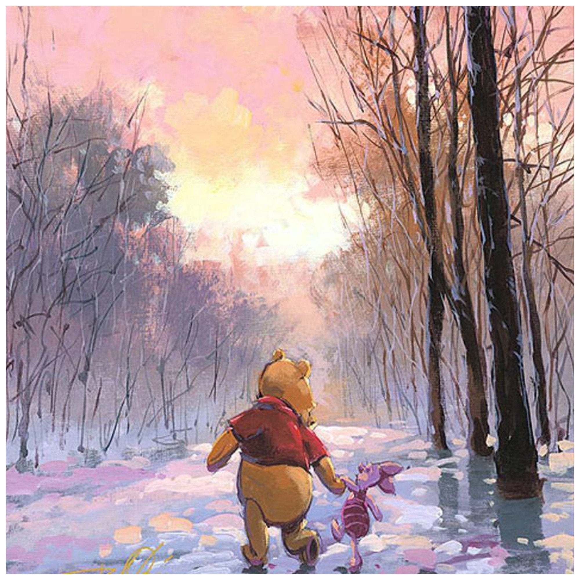 Snowy Path by Rodel Gonzalez  Winnie the Pooh and his friend Piglet take a winter day stroll through a snowy path - closeup