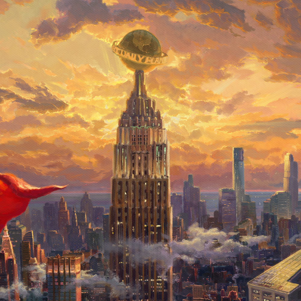 At the center of the skyscraper lined district of New Troy is the Daily Planet - the workplace of the mild-mannered Clark Kent, Lois Lane, Jimmy Olsen and Perry White - closeup