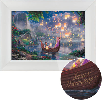 Rapunzel and Flynn as they boat together on her 18th birthday.  Victorian White - Frame