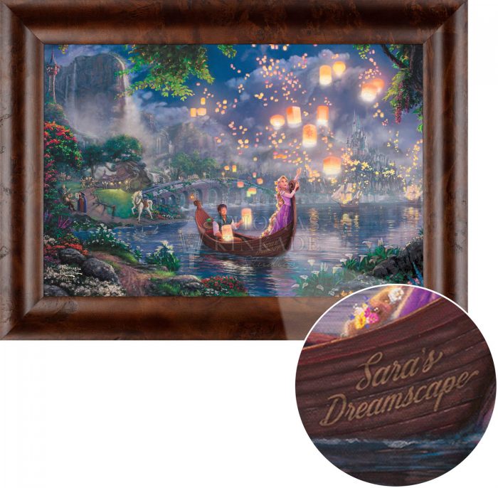 Rapunzel and Flynn as they boat together on her 18th birthday.  Rustic Burl  - Frame