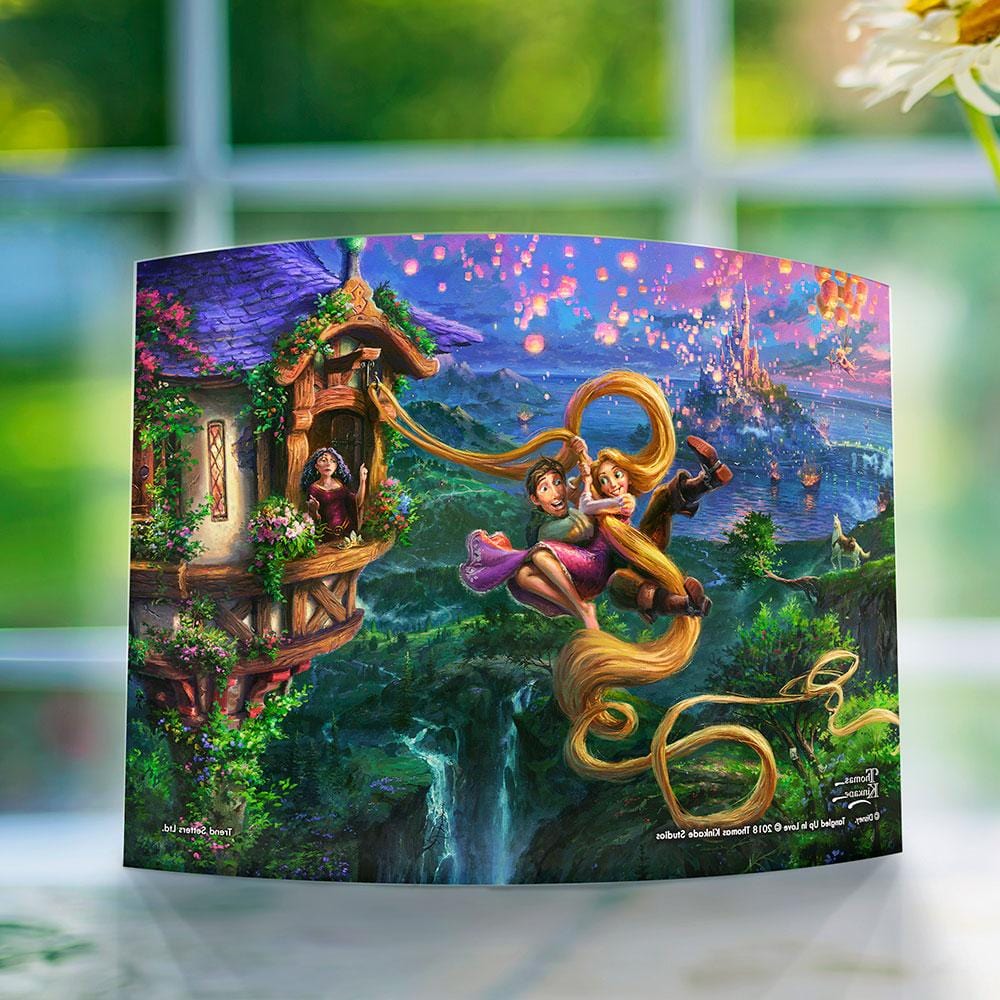 Flynn and Rapunzel swing free from the tower curved print -Backside