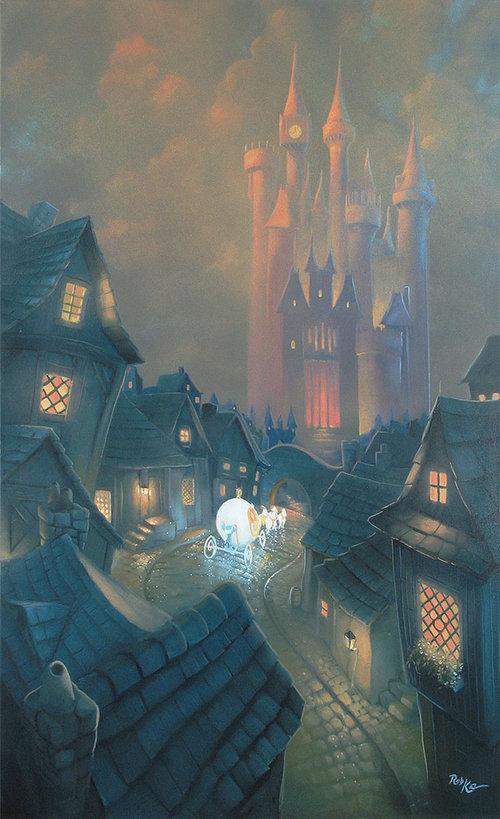 The Palace Awaits by Rob Kaz.  Cinderella in her magical carriage passes through the village on her way to the King&