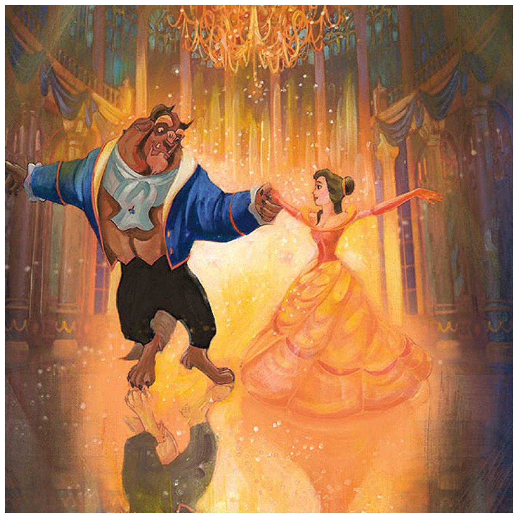 The Perfect Dance by John Rowe.  The magic of love surrounds Belle and the Beast, in their finest hour together - closeup.