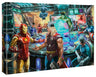 The warning message of this pending attack appears on their monitors. Iron Man, Thor, the Hulk, Hawkeye, Ant-Man, Wasp, Captain America, the Scarlet Witch, Quicksilver, Vision, Beast and Nick Fury get ready for an epic battle. - Gallery Wrap Canvas