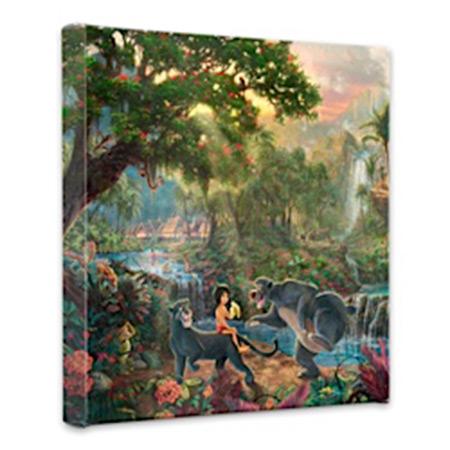 Mowgli the man-cub and all his jungle animal friends set in a lush garden landscape.