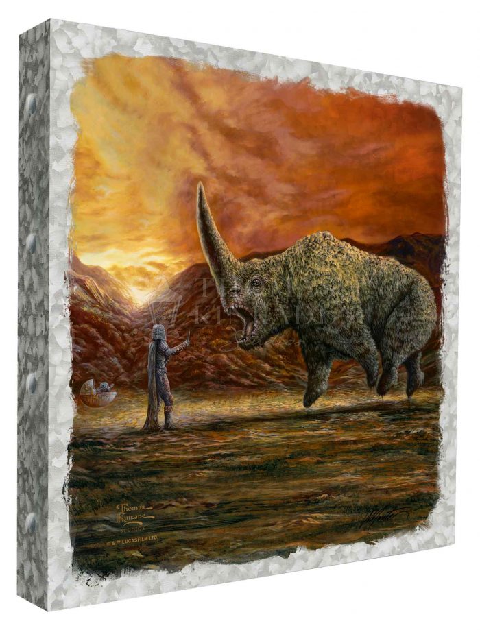 Mando and  Grogu - the Child” come face to face with a Mudhorn.  Metal Art Box
