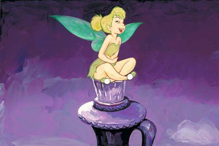 Tinker Bell laughing on top of a bottle cap...by Jim Salvati - Art Style: Classic/Legacy