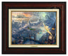 Tinker Bell and Peter Pan Fly to Neverland by Thomas Kinkade Studios.  Tinker Bell, Peter Pan along with Wendy, Michael, and John fly over the London Bridge, the city lights twinkle along the river Thames, as the clouds take shape, as characters from the adventure - Burl Frame