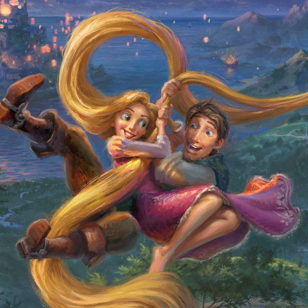 Rapunzel and Flynn escaping the tower closeup 1