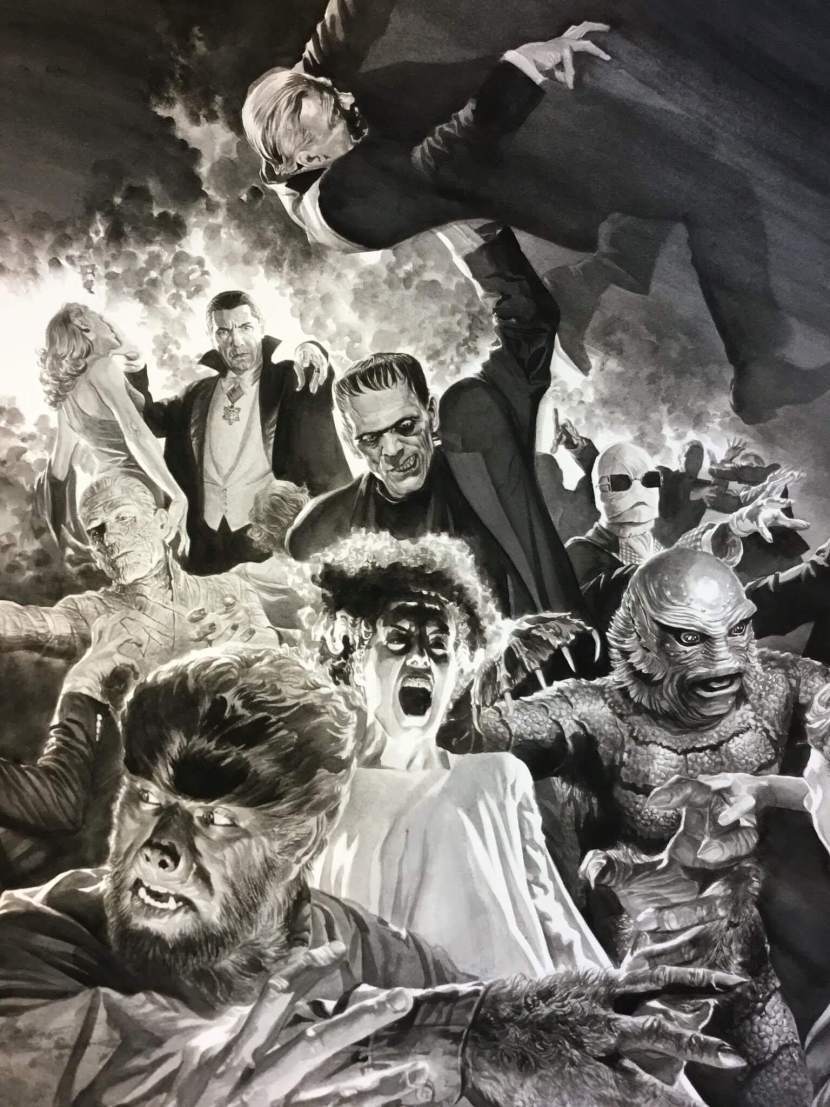 Dracula, Frankenstein, The Mummy, The Invisible Man, The Wolf Man and Creature.
