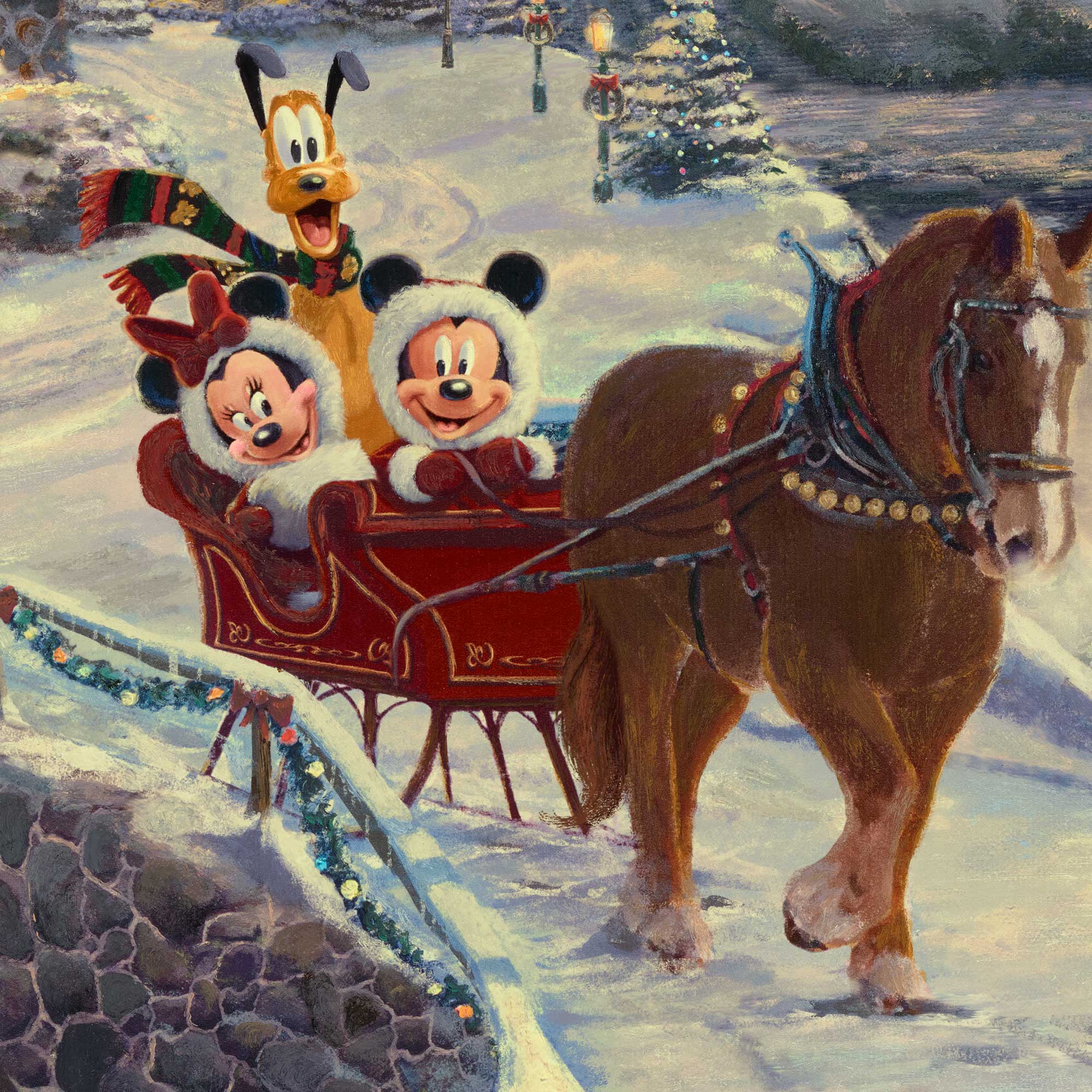 Mickey and Minnie Evening Sleigh Ride - Limited Edition Canvas By