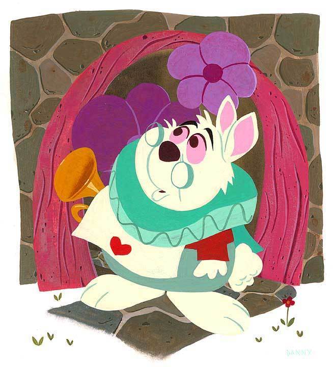 The White Rabbit from Alice in Wonderland is ready to sound-off his trumpet.