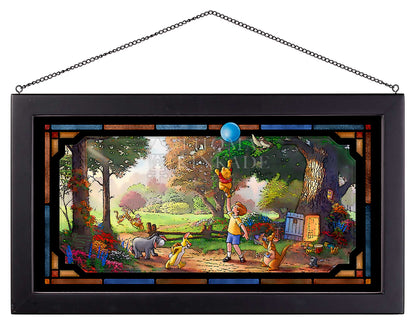 Winnie the Pooh, Christopher Robin, Eore, Kanga, Rabbit, Roo, and Tigger, all gather in the Hundred Acre woods for a day of fun.