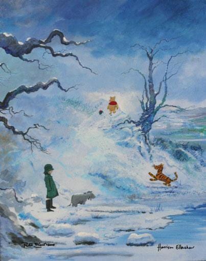Winter by Peter Ellenshaw  Winnie the Pooh and friends out walking on a winter day, from the Four Seasons Series Collection.
