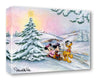 Mickey, Minnie and Pluto enjoy a winter day sleigh ride down the slope.