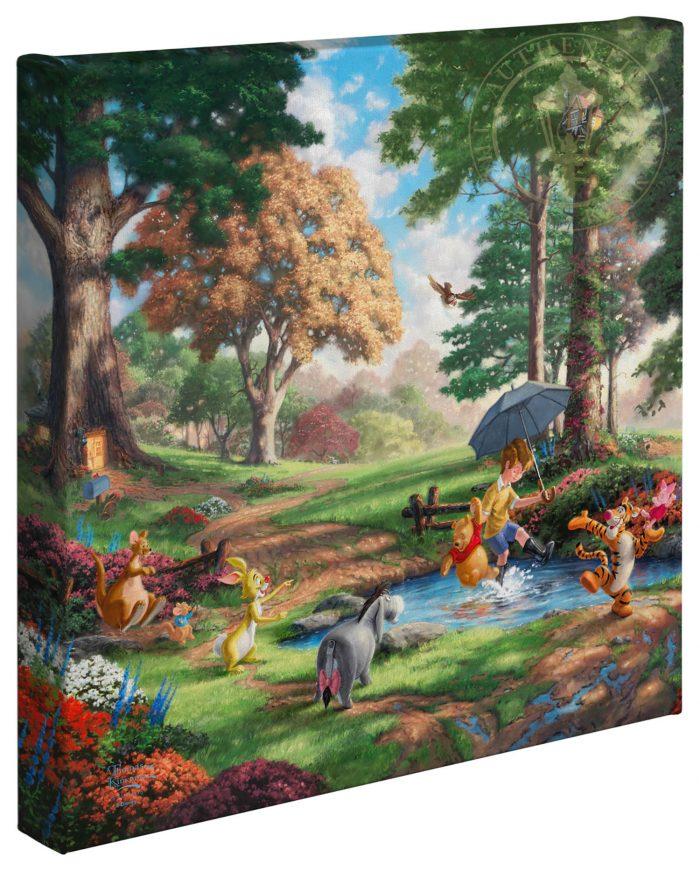 Winnie the Pooh, Christopher Robin, Eore, Kanga, Rabbit, Roo, Tigger, another day of fun, with friends, as Christopher and Pooh play in the creek, kicking and splashing the water around.  14x14