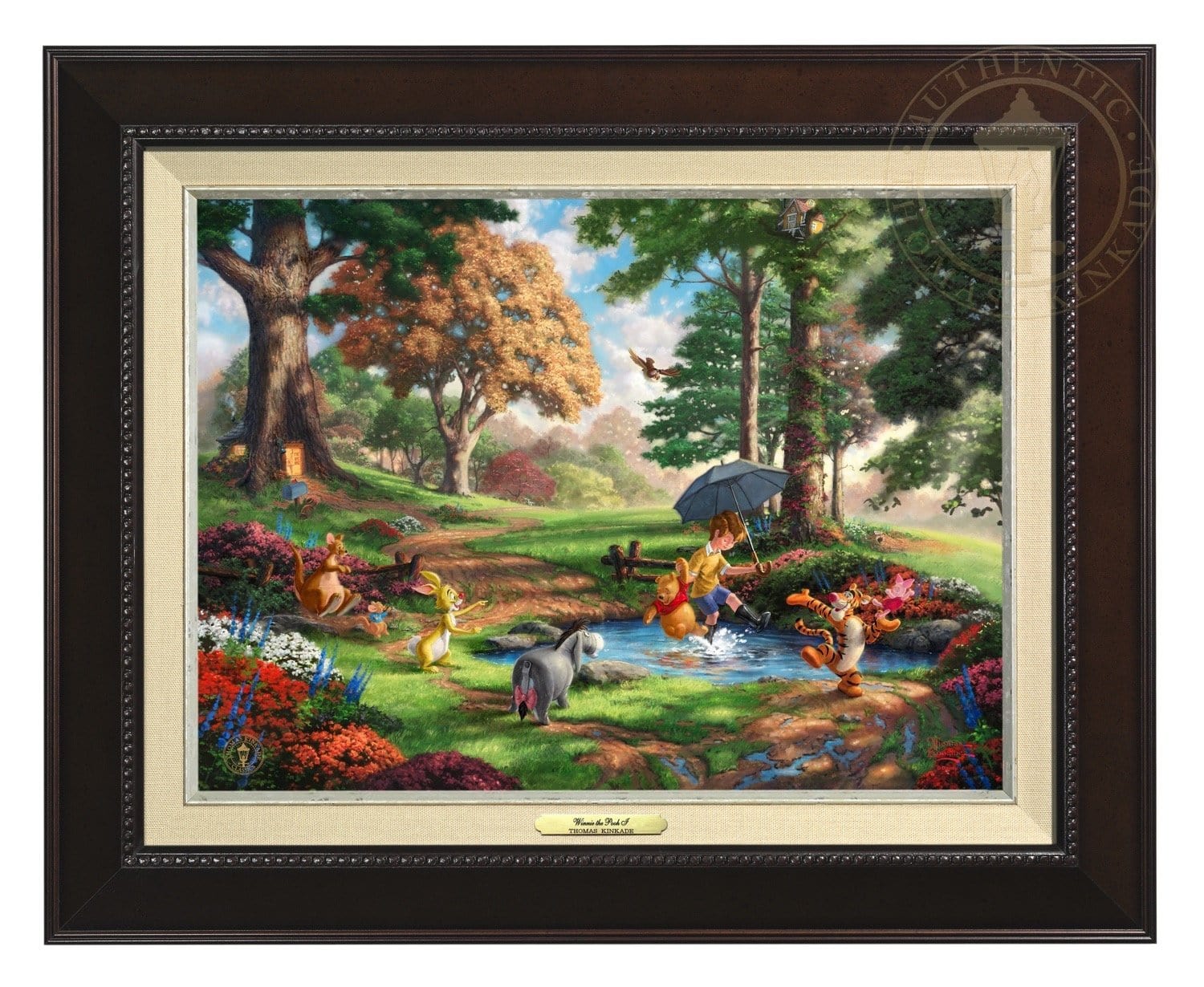 Christopher Robin, Winnie the Pooh and the delightful menagerie of friends as they all adventured in the Hundred Acre Wood - Espresso Frame