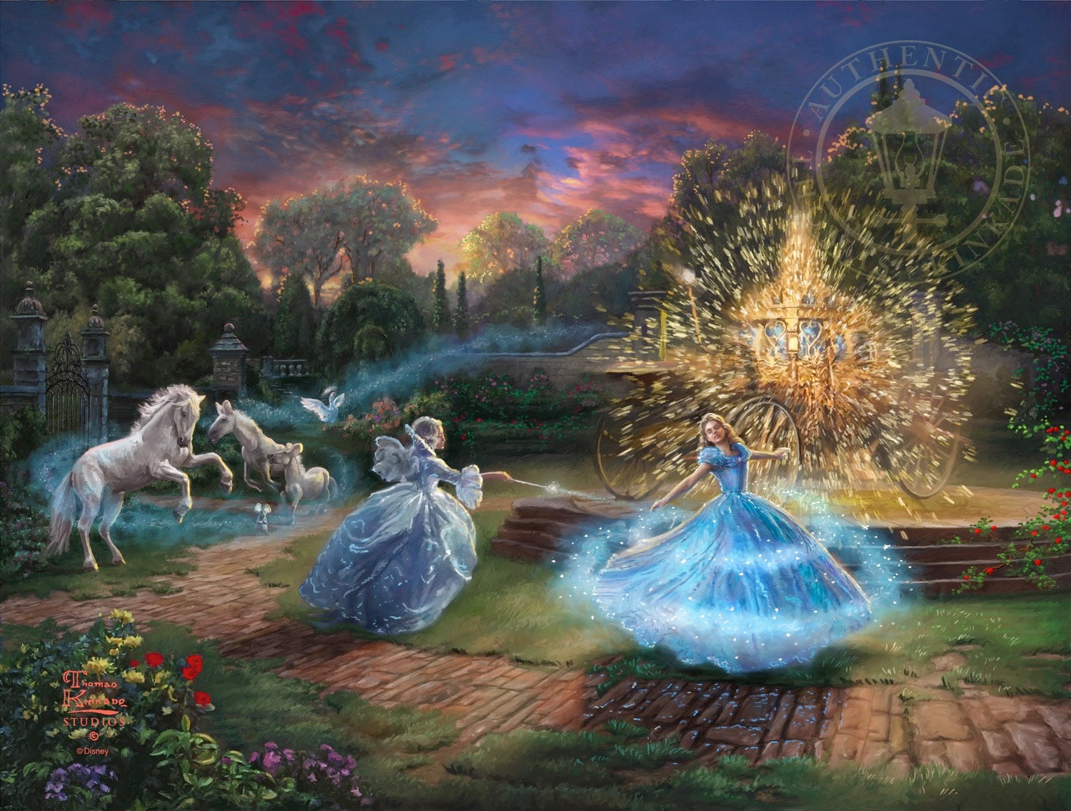 Wishes Granted features Cinderella's enchanted transformation with the help of her Fairy Godmother. Unframed