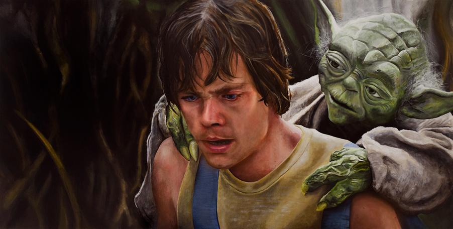 Luke carries Yoda on his back - Canvas